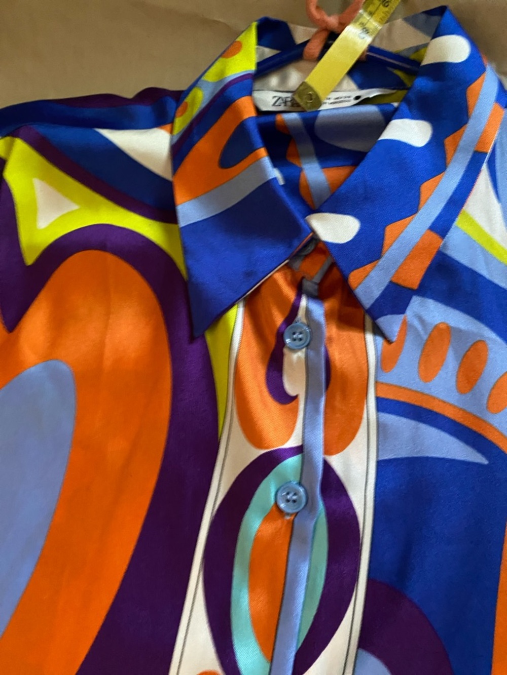 ZARA Vibrant Multi-Color Printed Button-Up Shirt - Picture 12 of 14